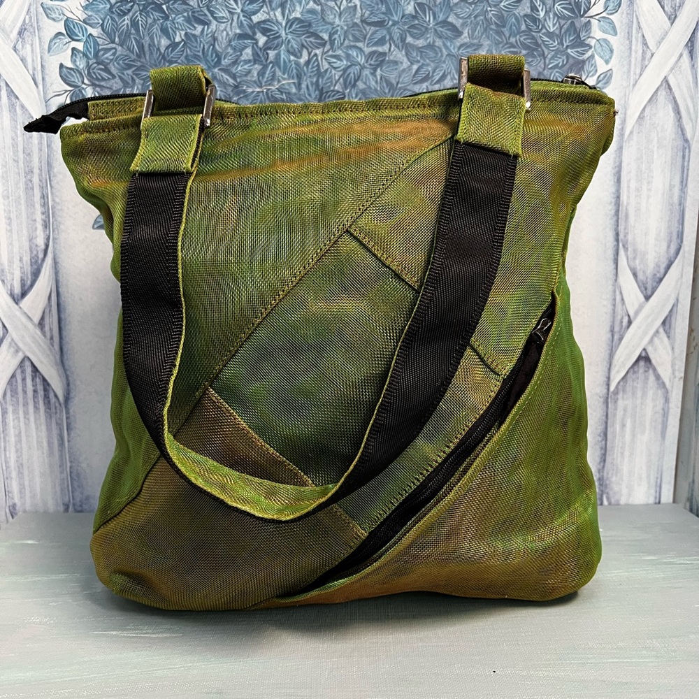 Smateria Iridescent Green Vegan Crossbody Tote Bag